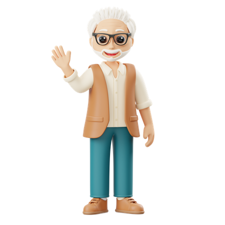 Grandpa Waves  3D Illustration