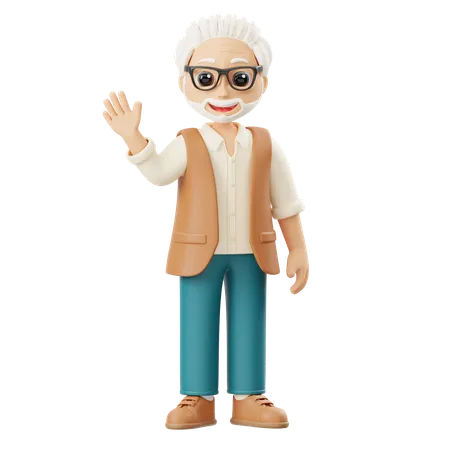 Grandpa Waves  3D Illustration