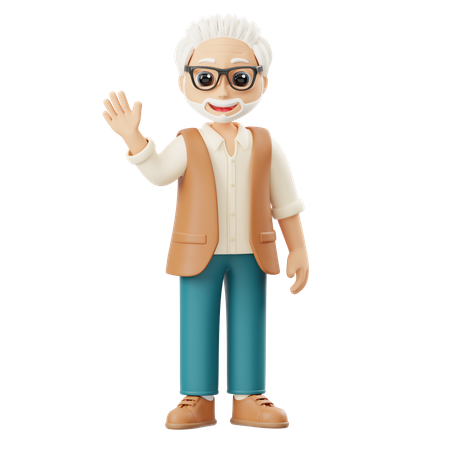 Grandpa Waves  3D Illustration