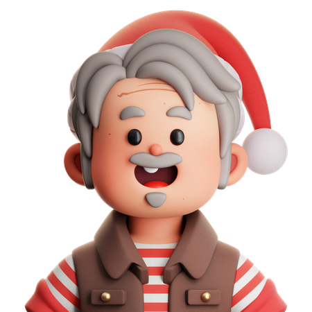 Grandpa With Striped Shirt And Vest  3D Icon