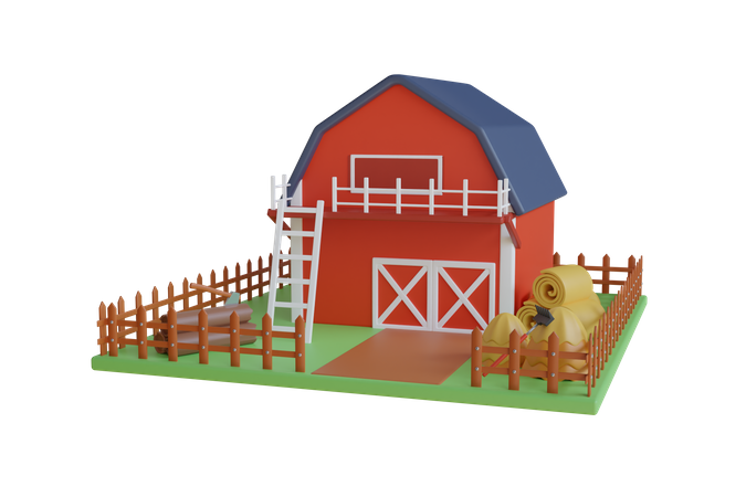 Maison de grange  3D Illustration