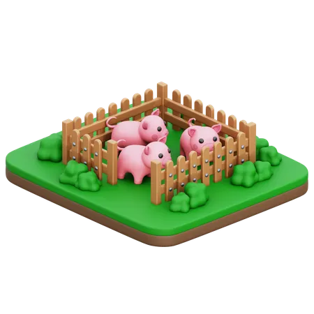 Granja de cerdos  3D Icon