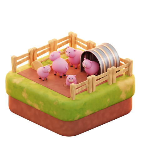 Granja de cerdos  3D Icon