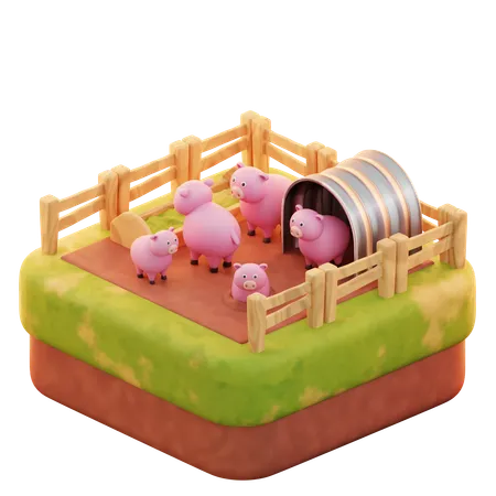 Granja de cerdos  3D Icon