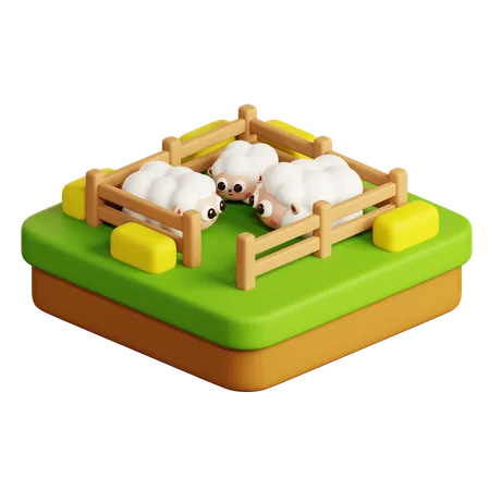 Granja de ovejas  3D Icon