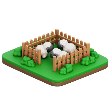 Granja de ovejas  3D Icon