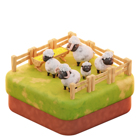 Granja de ovejas  3D Icon