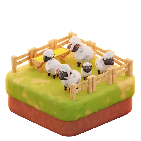 Granja de ovejas  3D Icon