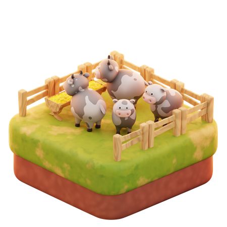 Granja de vacas  3D Icon