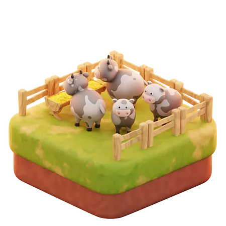 Granja de vacas  3D Icon