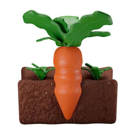 Granja de zanahorias  3D Illustration