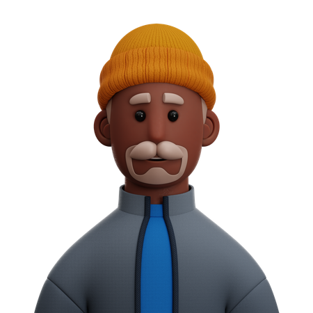 GRANPA WITH YELLOW BEANIE  3D Icon