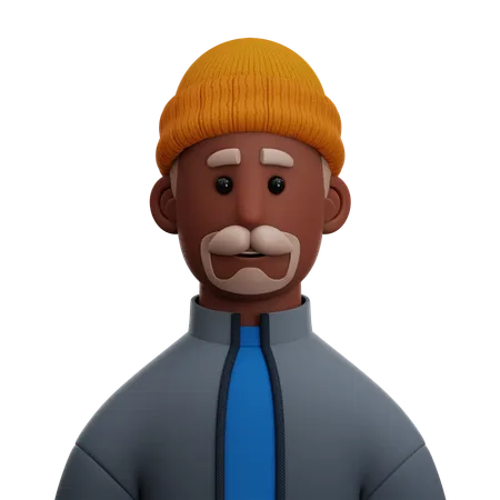 GRANPA WITH YELLOW BEANIE  3D Icon