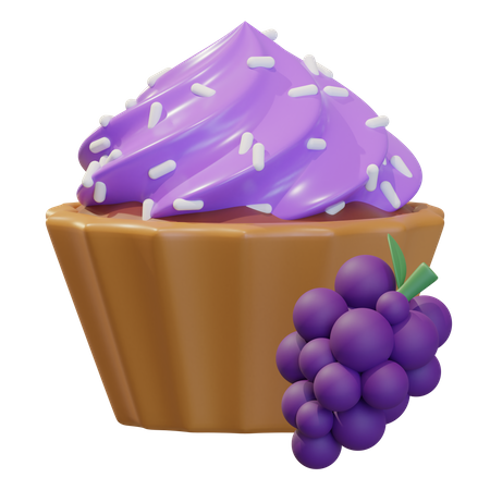 Grape Cupcake 3D Icon