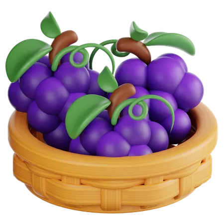 Grapes Basket  3D Icon
