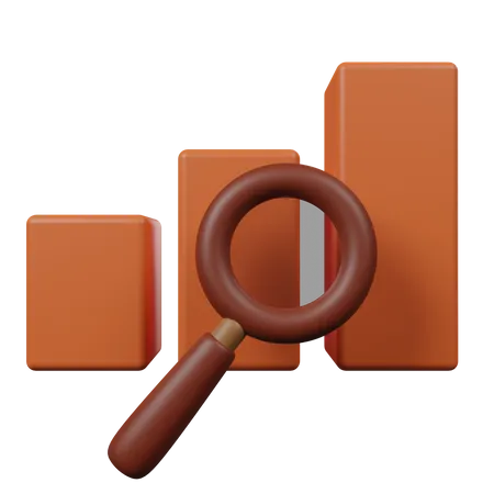Graph And Magnifying Glass  3D Icon