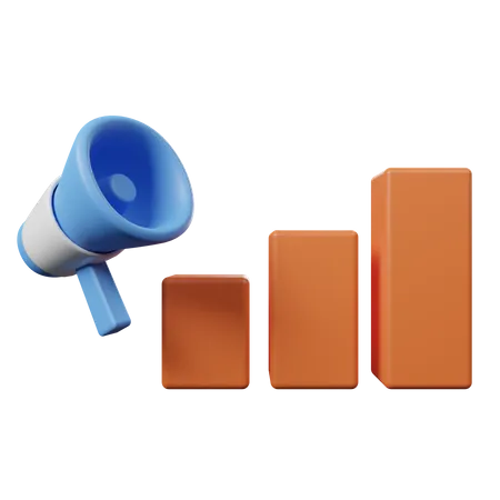 Graph And Megaphone  3D Icon