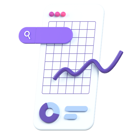 Graph chart in mobile  3D Icon