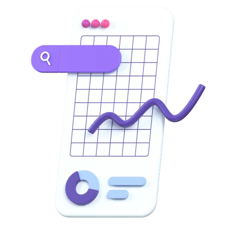 Graph chart in mobile  3D Icon