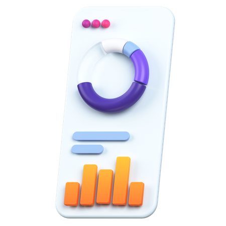 Graph chart in mobile  3D Icon