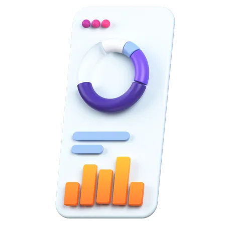 Graph chart in mobile  3D Icon