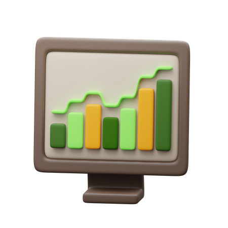 Graph on monitor  3D Icon