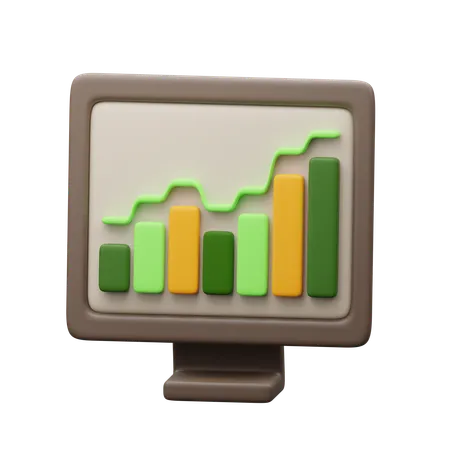 Graph on monitor  3D Icon