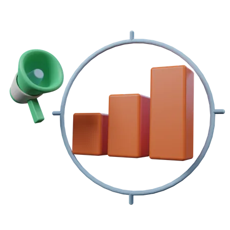 Graph Target And Megaphone  3D Icon