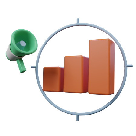Graph Target And Megaphone  3D Icon
