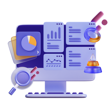 Graphic Chart Analysis  3D Illustration