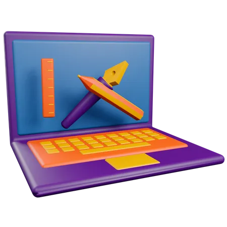 Graphic designing on laptop  3D Illustration