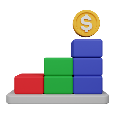 Graphique à barres financier vers le haut  3D Icon