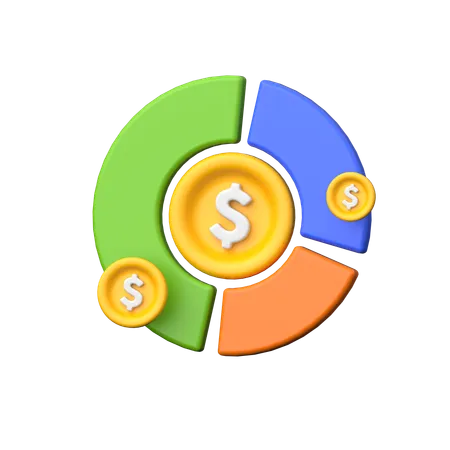 Diagramme circulaire en dollars  3D Icon