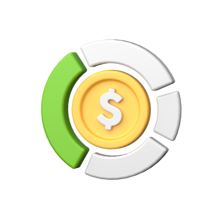 Diagramme circulaire en dollars  3D Icon