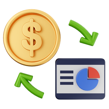 Graphique argent dollar  3D Icon