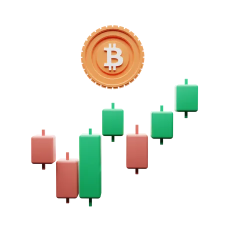 Graphique des bougies Bitcoin  3D Illustration