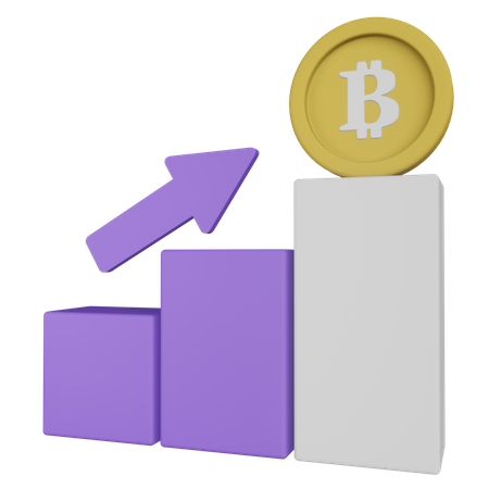 Graphique de croissance du Bitcoin  3D Illustration