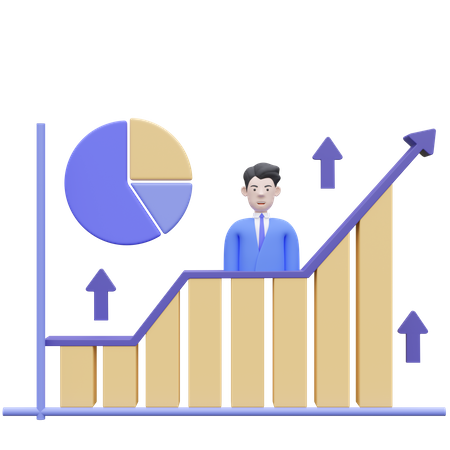 Graphique de croissance des entreprises  3D Icon