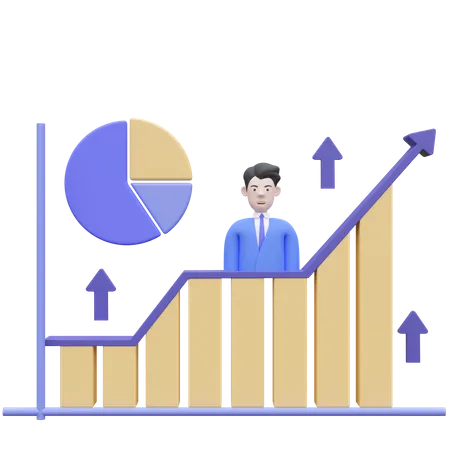 Graphique de croissance des entreprises  3D Icon