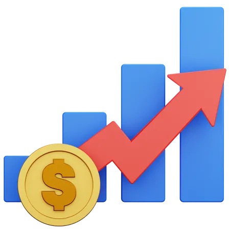 Courbe de croissance du dollar  3D Icon