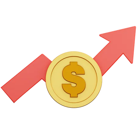 Graphique de la croissance du dollar  3D Icon