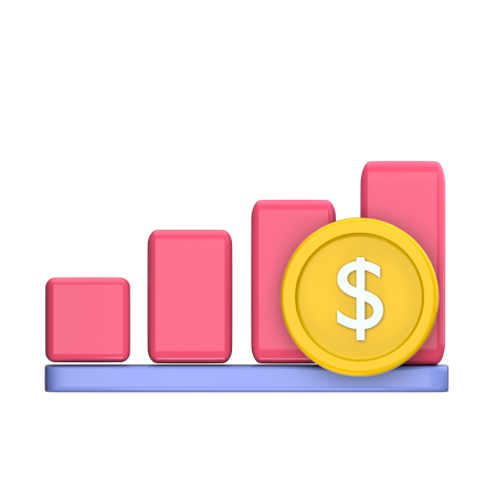 Courbe de croissance du dollar  3D Icon