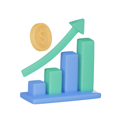 Courbe de croissance du dollar  3D Icon