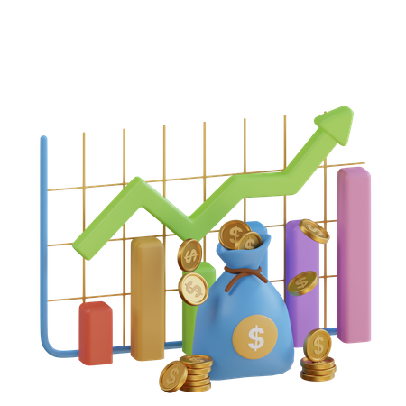 Courbe de croissance financière  3D Illustration