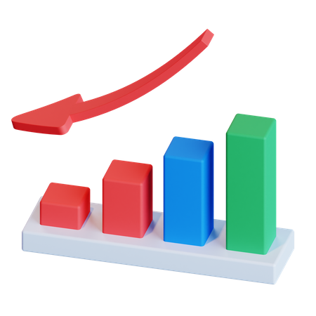 Flèche vers le bas du graphique de croissance  3D Icon