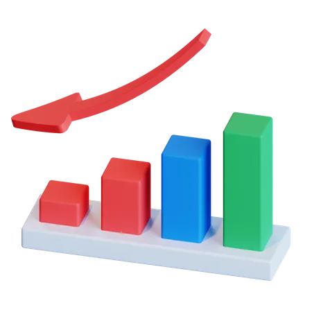 Flèche vers le bas du graphique de croissance  3D Icon