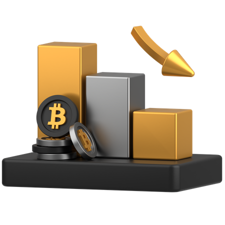 Graphique Bitcoin en baisse  3D Icon