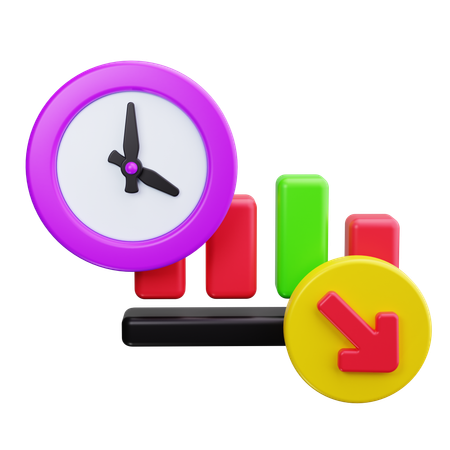 Graphique montrant le déclin vers la date limite  3D Icon