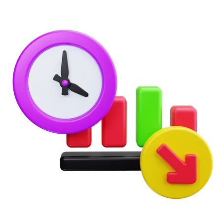 Graphique montrant le déclin vers la date limite  3D Icon