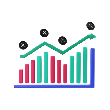 Graphique positif xrp  3D Illustration